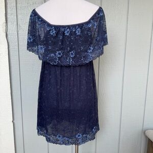 Soma size L deep Navy Blue Lace Off-Shoulder Dress / nightie fairy style